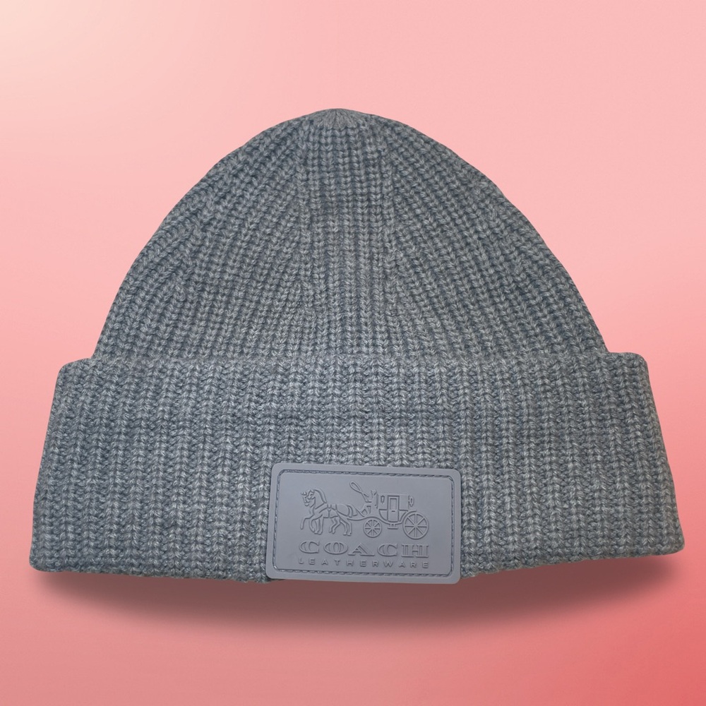 Coach Charcoal Knit Beanie
